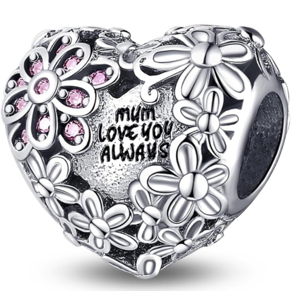 NEW Sterling Heart charm.Mum I love you always